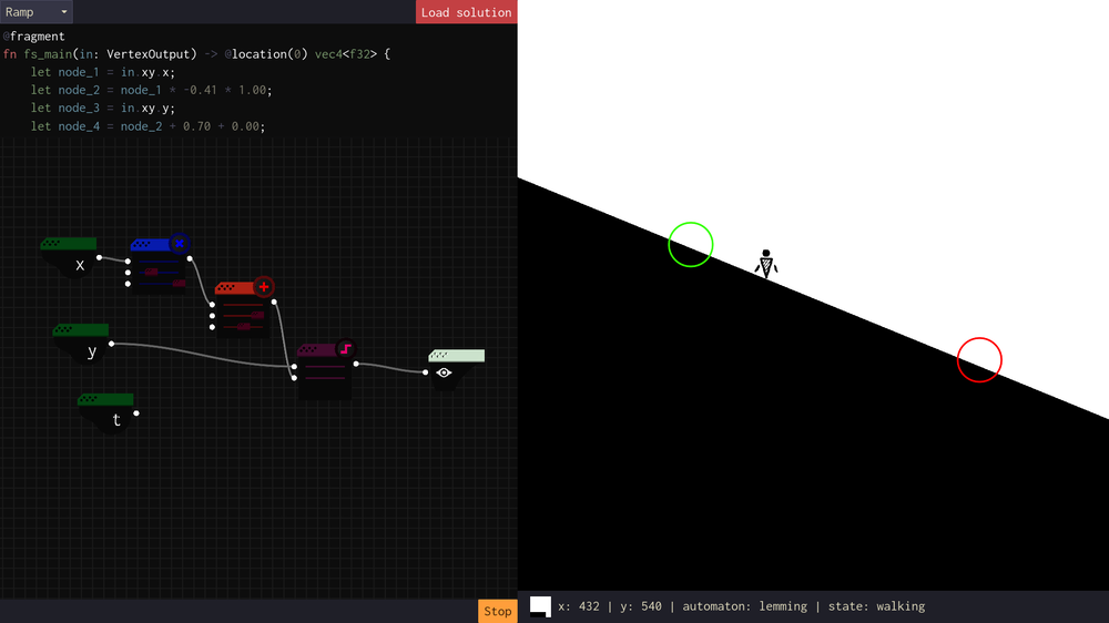 A screenshot of the version of Shaderland seen at Evoke 2025, with a much earlier version of the node editor.